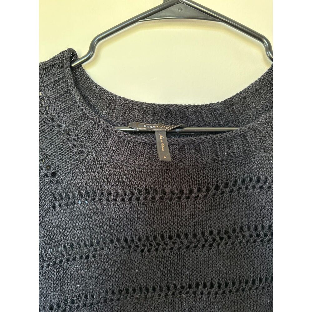 bcbgmaxazria Black Open Knit Loose Pullover Sweater - Size Small